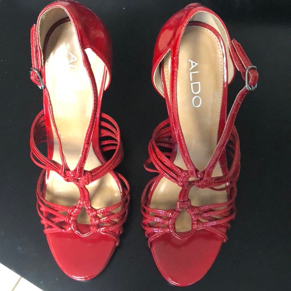 aldo red strappy heels